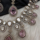 Moissanite Doublet Victorian Color Stone Statement Necklace - Pink
