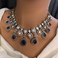 Moissanite Doublet Victorian Color Stone Statement Necklace - Purple