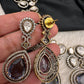 Moissanite Doublet Victorian Color Stone Statement Necklace - Purple