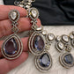 Moissanite Doublet Victorian Color Stone Statement Necklace - Purple