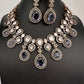 Moissanite Doublet Victorian Color Stone Statement Necklace - Purple