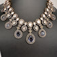 Moissanite Doublet Victorian Color Stone Statement Necklace - Purple