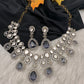 Moissanite Doublet Victorian Color Stone Statement Necklace - Purple