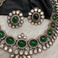 Moissanite Victorian Color Stone Necklace Comes With Studs - Green