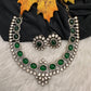 Moissanite Victorian Color Stone Necklace Comes With Studs - Green