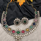 Moissanite Victorian Color Stone Necklace Comes With Studs - Multi