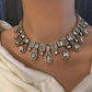 Moissanite Uncut Finish Victorian Color Stone Necklace - Clear