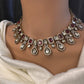 Moissanite Uncut Finish Victorian Color Stone Necklace - Red
