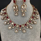 Moissanite Uncut Finish Victorian Color Stone Necklace - Red