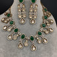 Moissanite Kundan Victorian Color Stone Necklace - Green