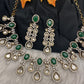 Moissanite Kundan Victorian Color Stone Necklace - Green