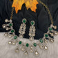 Moissanite Kundan Victorian Color Stone Necklace - Green