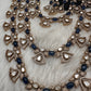 Moissanite Multi Layer Statement Victorian Color Stone Necklace - Blue