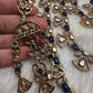 Moissanite Multi Layer Statement Victorian Color Stone Necklace - Blue