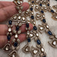 Moissanite Multi Layer Statement Victorian Color Stone Necklace - Blue