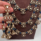 Moissanite Multi Layer Statement Victorian Color Stone Necklace - Blue