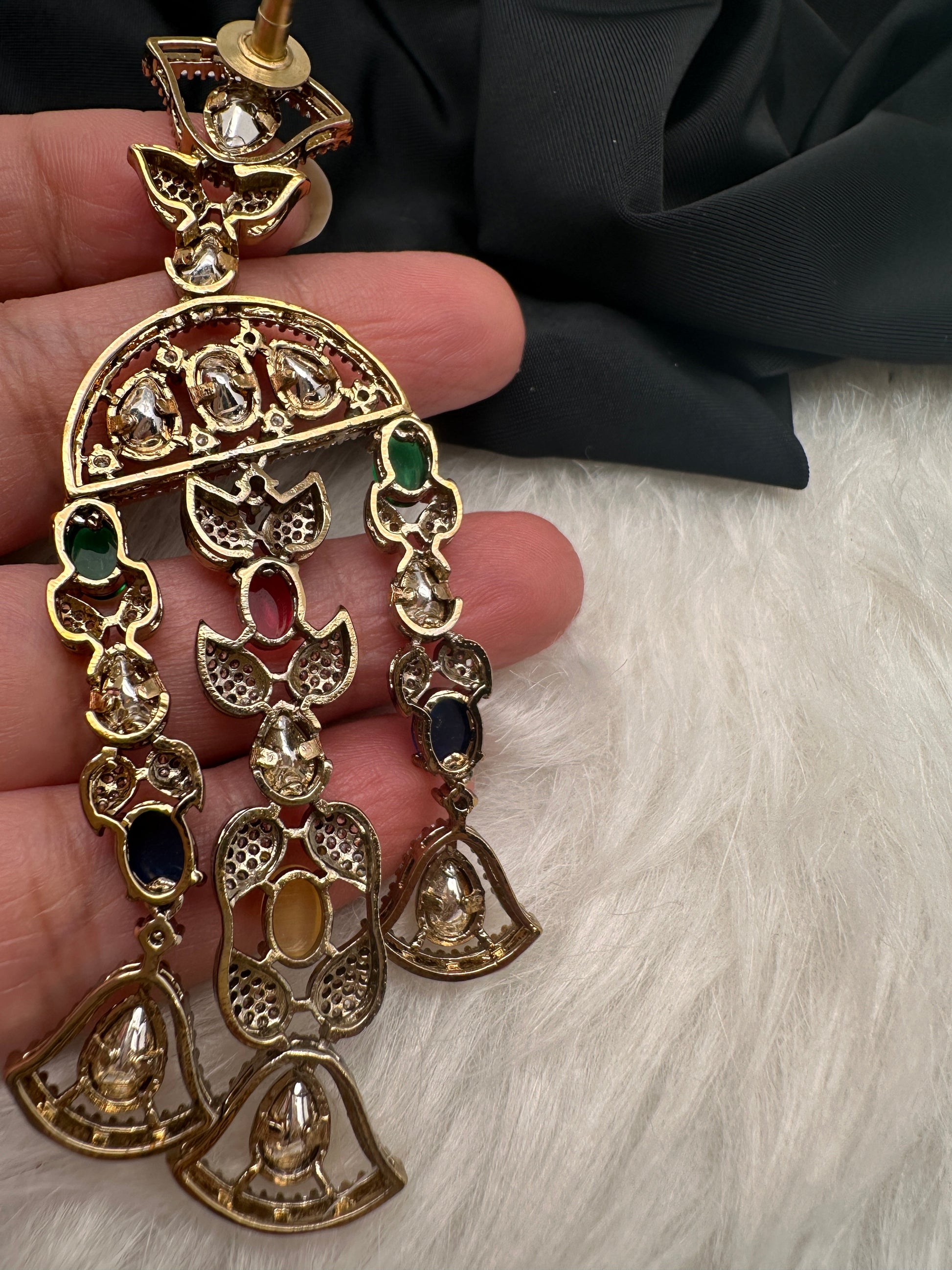 Moissanite Multi Layer Statement Victorian Color Stone Necklace - Multi