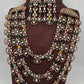 Moissanite Multi Layer Statement Victorian Color Stone Necklace - Multi