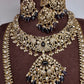 Kundan Amethyst Elephant Pattern Combo Statement Victorian Long Short Necklace