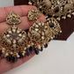 Kundan Amethyst Elephant Pattern Combo Statement Victorian Long Short Necklace