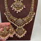 CZ Pink Combo Statement Victorian Long Short Necklace