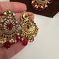 CZ Red Peacock Pattern Combo Statement Victorian Long Short Necklace
