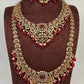 CZ Red Combo Statement Victorian Long Short Necklace