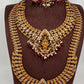 Matte Goddess Lakshmi CZ Combo Long Short Necklace