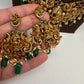 Matte Goddess Lakshmi Nakshi CZ Combo Long Short Necklace
