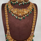 Matte Goddess Lakshmi Nakshi CZ Combo Long Short Necklace