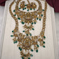 Matte Goddess Lakshmi Nakshi CZ Combo Long Short Necklace