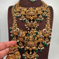 Matte Goddess Lakshmi Nakshi CZ Combo Long Short Necklace