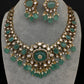 Moissanite  Statement Victorian Color Stone Necklace - MintGreen