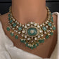 Moissanite  Statement Victorian Color Stone Necklace - MintGreen