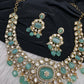 Moissanite  Statement Victorian Color Stone Necklace - MintGreen