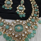 Moissanite  Statement Victorian Color Stone Necklace - MintGreen