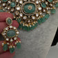 Moissanite  Statement Victorian Color Stone Necklace - MintGreen