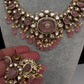 Moissanite  Statement Victorian Color Stone Necklace - Pink