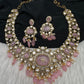 Moissanite  Statement Victorian Color Stone Necklace - Pink