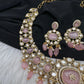 Moissanite  Statement Victorian Color Stone Necklace - Pink