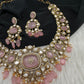 Moissanite  Statement Victorian Color Stone Necklace - Pink