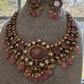 Moissanite  Statement Victorian Color Stone Necklace - Pink