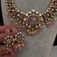 Moissanite  Statement Victorian Color Stone Necklace - Pink