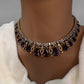 AD  Victorian Color Stone Necklace - Purple
