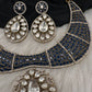 Moissanite AD Blue Neckline Short Necklace - 