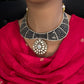 Moissanite AD Blue Neckline Short Necklace - 