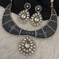 Moissanite AD Blue Neckline Short Necklace - 