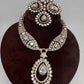 Moissanite AD Neckline Short Necklace with Earrings and Mang Tika - 