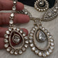 Moissanite AD Neckline Short Necklace with Earrings and Mang Tika - 