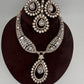 Moissanite AD Neckline Short Necklace with Earrings and Mang Tika - 